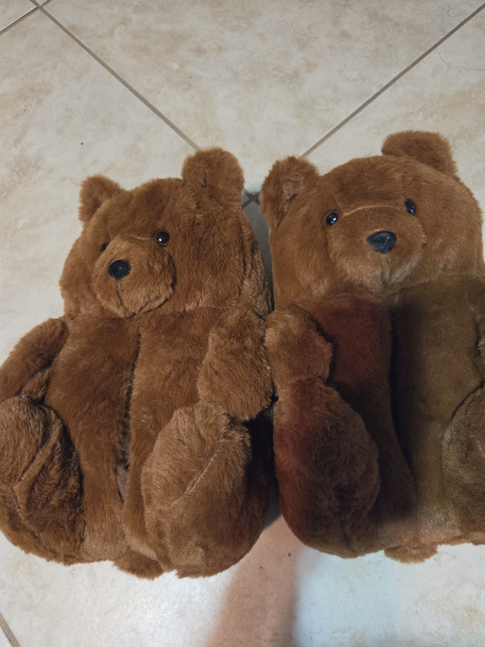 Plush Brown Bear Slippers - Cozy Faux Fur NWOT